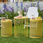 Y&M Set of 3 Stacking Coffee Table for Living Room, Nesting Side Table,Indoor End Tables for Bedroom, Outdoor Decorative Garden Stool with Heavy Duty Metal Frame Modern Industrial Decor - Yellow
