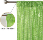 Sugargirl Apple Green Sequin Backdrop Curtain 2 Panels 2FTx8FT Glitter Apple Green Background Drapes Sparkle Photography Backdrop for Party Wedding Birthday Wall Decoration