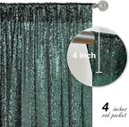 Dark Green Sequin Backdrop Curtain 2 Pieces 2FTx8FT Glitter Photography Backdrop for Party Wedding Birthday Christmas Decorations