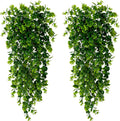 Sggvecsy 4 Pack Artificial Hanging Plants Fake Hanging Plant Faux Hanging Eucalyptus Plants UV Resistant Plastic Plants for Indoor Outdoor Room Wall Wedding Patio Porch Decor