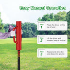 Fence Post Driver with Handle,12LB Hand Post Pounder,2.7 inches Inner Dia. Pole Rammer, Farm Wire Fencing for T Post, Metal Fence Stake and Sign Posts, Red