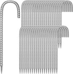 40 Pack Ground Garden Rebar Stakes Rebar 12 Inch Anti-Rust Galvanized Steel J Shape Hook Heavy Duty Ground Anchors for Tents, Position Kits,Fences, and Trampolines Landscape Fabric