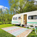 Lahome Waterproof Outdoor Rug 6x9, Reversible Outdoor Plastic Straw Rug for Camping, Large RV Outdoor Patio Rug, Outdoor Rugs Carpet for Porch Deck Backyard Balcony Picnic(Pink/Orange,6'x 9')