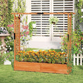 S AFSTAR 77-Inch Raised Garden Bed with Arch Trellis, Hanging Roof & Drainage Holes, Vertical Plant Container for Vine Climbing Plant Flower, Indoor Outdoor Wood Elevated Planter Box for Garden