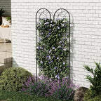 2 Pack 55.1x11.8 in Garden Trellises for Climbing Plants, Sturdy Plant Trellises with Black Metal Coating, Arched Outdoor Decoration for Patio Lawn, Roses, Vines, Flowers, and Vegetables