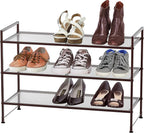 SIMPLE HOUSEWARE 3-Tier Stackable Mesh Shoe Rack, Bronze