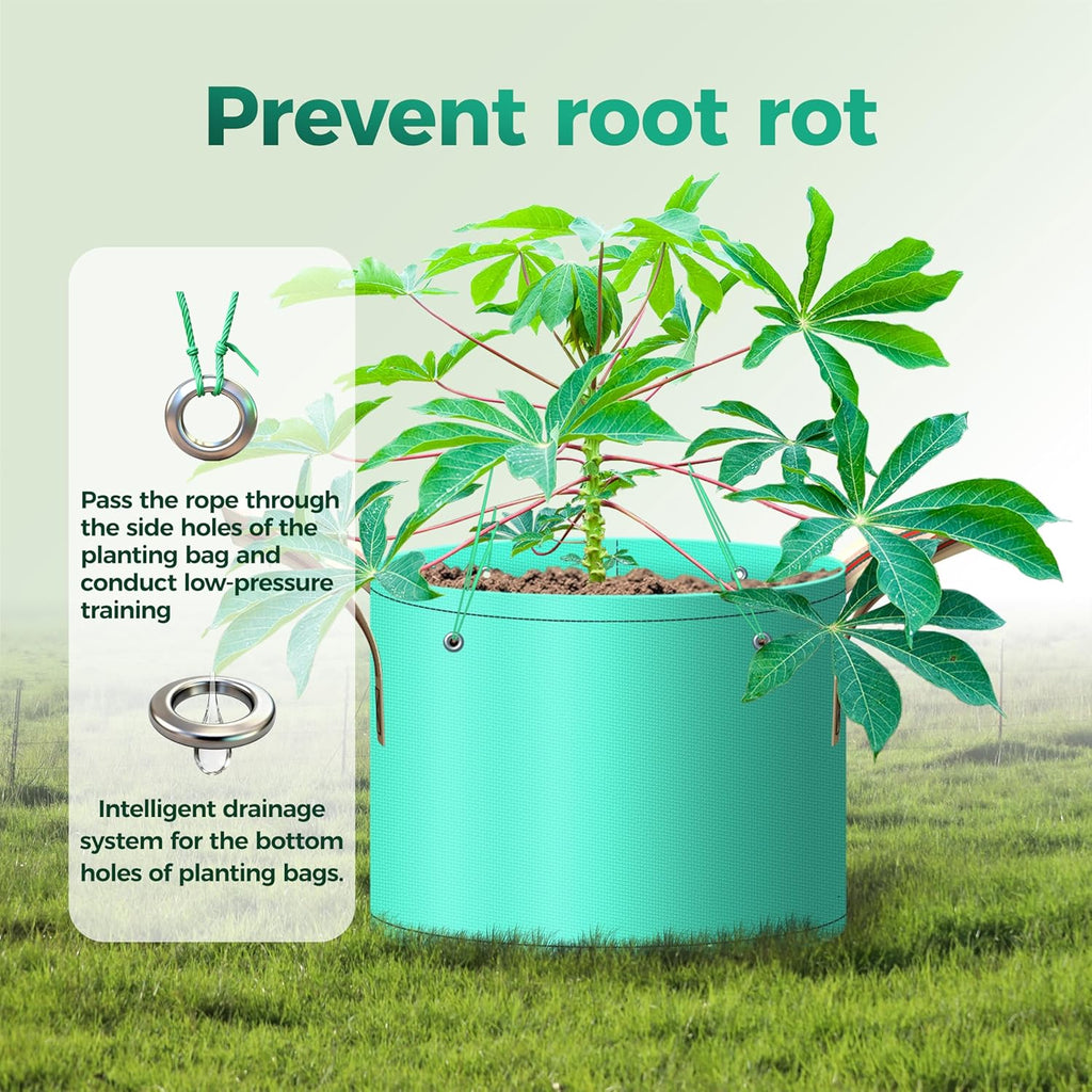 7 Pcs 5 Gallon Potato Grow Bag, PE Garden pots Plant Grow Bag with Branch-Binding Holes and Drain holefor for Vegetables, Strawberries, Flowers