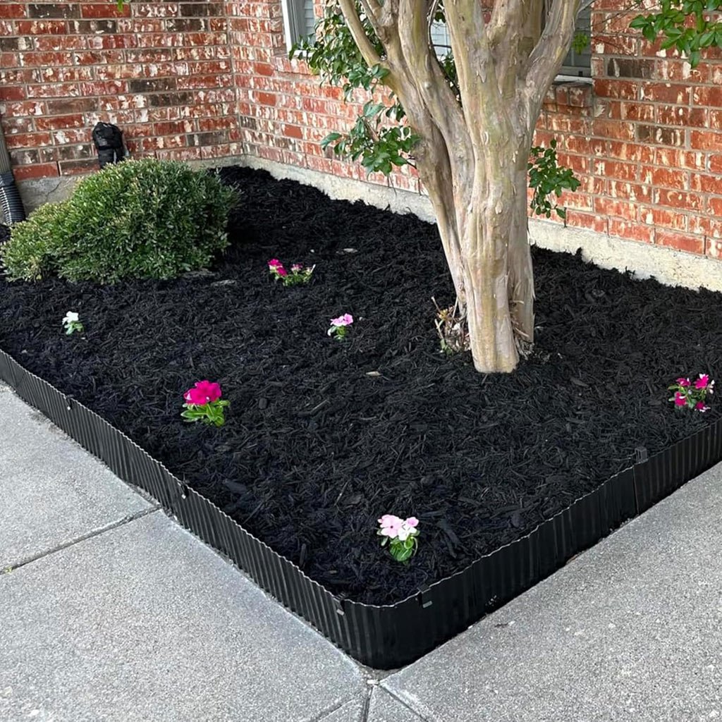 Corrugated Metal Garden Edging, 4"×100Ft Landscape Edging Border for Lawn, Flower Bed and Garden, Flexible Lawn Edging for DIY Tree Surrounds Borders and Landscaping, Black