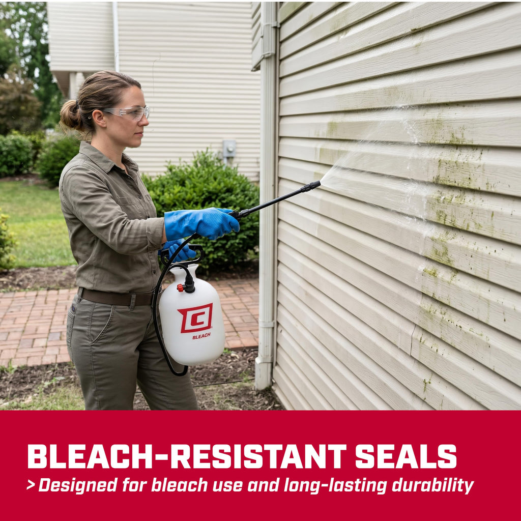 Chapin 1-Gallon Bleach Pump Sprayer, Resistant Seals for Cleaning