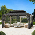 Covered Outdoor Gazebo Mosquito Netting Replacement Universal 4-Panel Sidewalls 12' x 16', Outdoor Gazebo Mosquito Nettings with Double Zipper, Replacement for Patio Canopy, Garden (Mosquito Net Only)