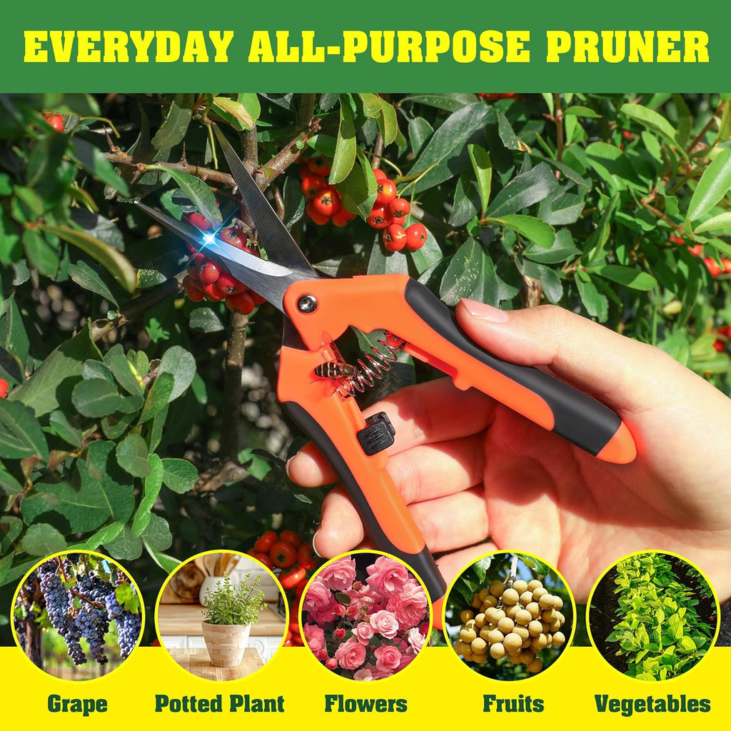 4 Pack Garden Shears, Stainless Steel Shears Gardening Tools, Scissors, Garden Clippers, Pruning Shears for Gardening Shears & Scissors (Orange Green)