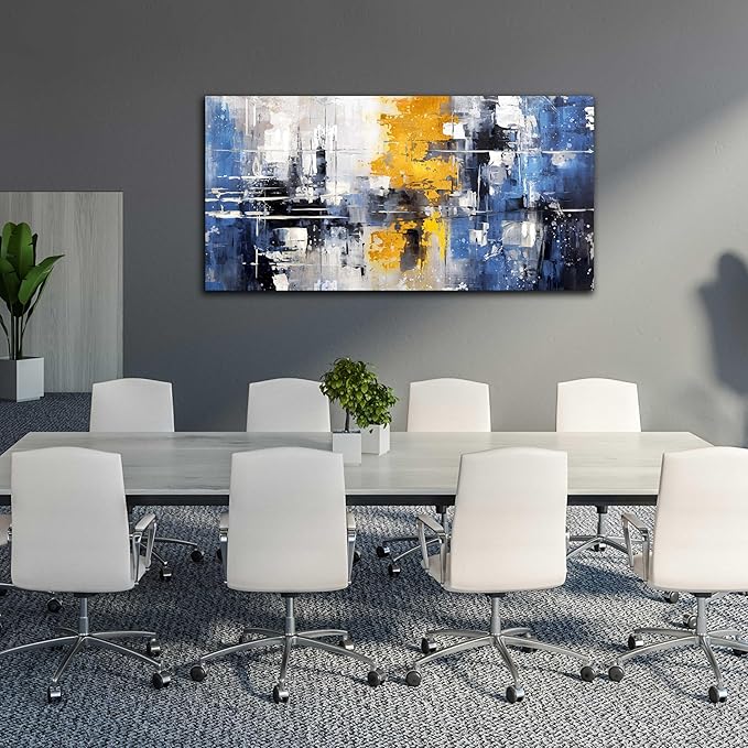 ZHAOSHOP Blue Wall Art for Living Room - Abstract Wall Decor for Office - Modern Minimalist Wall Art for Bedroom Size 24" x 48"