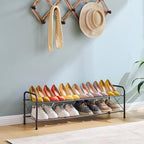 Hoctieon 2 Tier Shoe Rack for Closet, Durable Mesh Style Shoe Rack, Entryway Shoe Shelf, Shoe Storage Organizer for Hallway, Bedroom, Living Room, Wardrobe, Brown