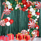 Sugargirl Dark Green Sequin Backdrop Curtain 4 Panels 2FTx8FT Glitter Dark Green Background Drapes Sparkle Photography Backdrop for Party Wedding Birthday Wall Decoration