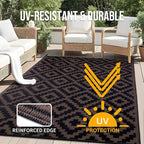 OLANLY Waterproof Outdoor Rug 8x10 ft, Outdoor Plastic Straw Rug for Camping, RV Mat Outside, Outdoor Carpet for Porch, Deck, Backyard, Balcony, Picnic, Black & Brown