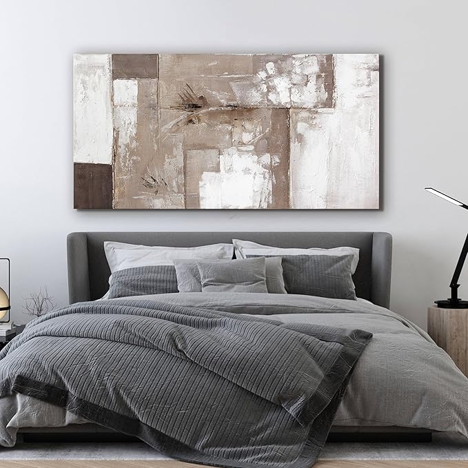 YISXINOAG Large Abstract Wall Art For Living Room Decor Grunge Room Decor Art Canvas Art Wall Decor 29" X 58" Painting Brown Grey And White Wall Art For Bedroom Home Office Dining Room Decoration
