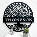 RealSteel Personalized Metal Wall Art - Custom Tree of Life Design with Family Name - Circular Metal Sign - Personalized Wedding, Anniversary, or Housewarming Gift (30")