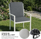 Outdoor Chair Cushions, Water-Resistant & Fade-Resistant, Patio Furniture Lawn Dining Chair Seat Replacement with Mid Back, Ties Zipper, Removable Cover, 18 x 16.5 Inch, Set of 4, Dark Grey
