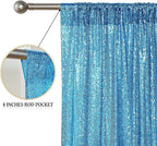 Sugargirl Turquoise Sequin Backdrop Curtain 2 Panels 2FTx8FT Glitter Turquoise Background Drapes Sparkle Photography Backdrop for Party Wedding Birthday Wall Decoration