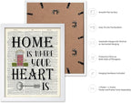 Poster Master Dictionary Art Poster - Home Is Where Your Heart Is Print - Motivational Art - Gift for Men & Women - Inspiring Wall Decor for Dorm, Bedroom or Living Room, 11x14 White Framed