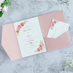 20 PCS Blush Pink Tri-fold Laser Cut Wedding Invitation Pockets for 5x7 Wedding Cards Bridal Shower Engagement Quinceanera Invitation