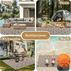 Wallona Outdoor Rugs 5x8 ft Patio Waterproof Clearance Indoor Outdoor Carpet for Patio Plastic Straw Reversible Area Rugs Mat for RV, Camping, Balcony, Beach, Picnic, Porch, Brick Black & Beige