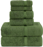Chakir Turkish Linens Luxury Spa and Hotel Quality Premium Turkish Cotton 6-Piece Towel Set (2 x Bath Towels, 2 x Hand Towels, 2 x Washcloths)