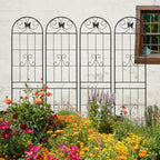 4 Pack Garden Trellises with Black Metal Coating, Trellis for Climbing Plants Outdoor, Roses, Vegetables, Vines, Cucumbers-19.7×86.7 inches.