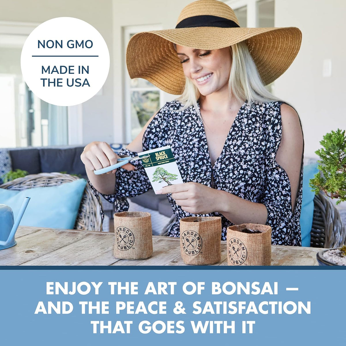Garden Republic Bonsai Tree Kit - Grow 3 Mini Bonsai Trees, Indoor Plant Growing - Starter Kit with Seeds, Soil, Planters & Shears, Gardening Gifts for Women, Fathers Day Gardening Gifts