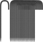 20 Pieces 12-Inch Garden Ground Stakes Galvanized Steel J Shape Hook Rebar Stakes - Heavy Duty Ground Anchors for Tents, Position Kits,Fences, and Trampolines