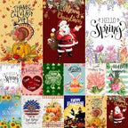 Seasonal Garden Flag Set of 12 Yard Flags for Outside12x18, Double Sided Small Garden Flags,4th of july Garden Flag,Welcome Fall Halloween Holiday Decoration Outdoor Flags for Garden