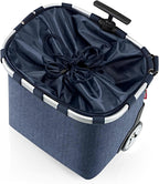 reisenthel carrycruiser Herringbone Dark Blue - Portable Shopping Trolley with Sturdy Aluminum Frame, Shoulder Strap and Removable mesh Inner Bag -Water-Repellent