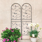 Metal Garden Trellis Rustproof Trellis for Climbing Plants Outdoor Flower Support Bird Deco (Black-2 Pack, 71"x19.7")