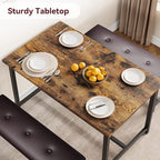 Dining Table Set for 4, Dining Room Table Set with 2 Upholstered Benches, Small Kitchen Table Set, 3 Piece Farmhouse Rectangular Dining Room Table Set, Space Saving Dining Table for Apartment