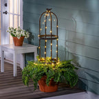 Evergreen 7 Feet Garden Metal Garden Obelisk Trellis for Climbing Plants Outdoor | Indoor Plant Trellis for Potted Plants | Floral Pattern Arch Trellis | Bronze