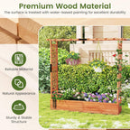 S AFSTAR 2 Pieces Raised Garden Beds with Arch Trellis, Hanging Roof & Drainage Holes, 77-Inch Vertical Plant Container for Vine Climbing Plant Flower, Outdoor Wood Elevated Planter Box for Garden
