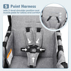 Wagon Stroller for 2 Kids, High Seat & 5 Point Harness, Foldable All-Terrain Wagon for Toddler with Canopy, Parent Organizer, Shoulder Bag, Adjustable Handlebar, Ultimate Double (Gray)