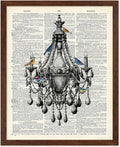 Poster Master Dictionary Art Poster - Antique Chandelier Print - Bird Art - Baroque Art - Gift for Men & Women - Chic Decor for Living Room, Dining Room, Bedroom or Kitchen, 16x20 Brown Framed