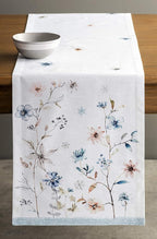Maison d' Hermine Table Runner 100% Cotton Single Layer Table Runners 36 inches Long for Thanksgiving Christmas Decorations Home Kitchen Dining Party Wedding (Ice Florals, 14.5" x 36")