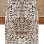 Snycler Table Runner Boho Table Runners Vintage Elegant Farmhouse Table Center Linen Decor for Home Dining Party Entrance (13x108 Inch) Boho-Brown