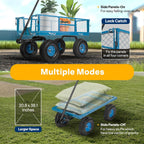 VIVOHOME Heavy Duty 880 Lbs Capacity Mesh Steel Garden Cart Folding Utility Wagon with Removable Sides and 4.10/3.50-4" Wheels 10 inch Tire (Blue)