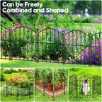 Decorative Garden Fence 17in (H) x10ft (L),Arched Rustproof Metal No Dig