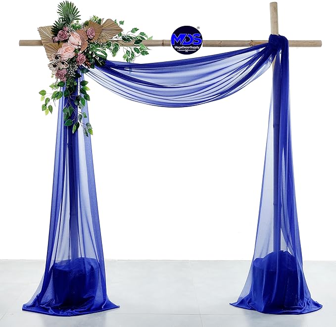 MDS Halloween Chiffon Draping Fabric - 2 Panel, 30" Wide x 30ft Long - Sheer Spooky Arbor & Canopy Drapery for Haunted House Backdrops, Party Ceilings, DIY Costumes & Themed Events - Royal Blue