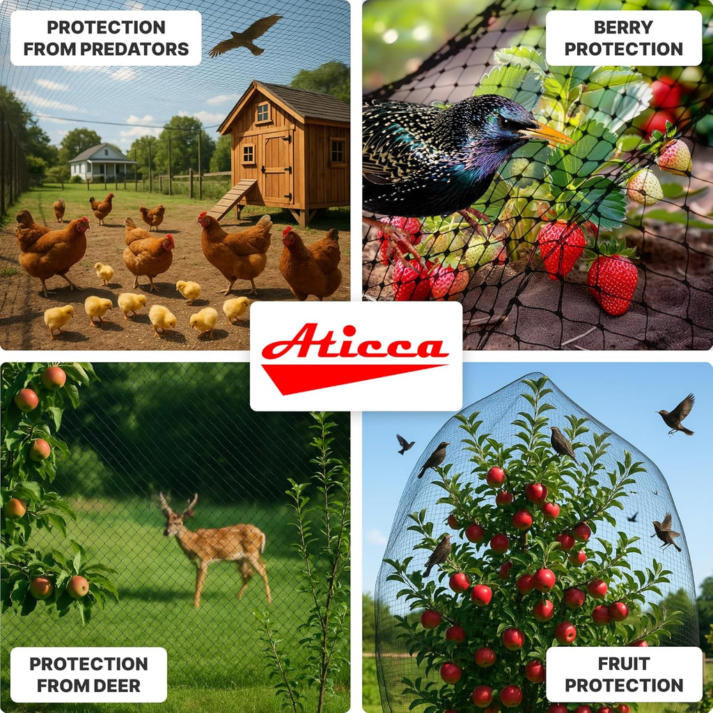 Heavy Duty Bird Netting for Garden Protection & Fruit Trees, 13x40 Ft with 10 Stakes – Black Anti-Bird Net for Poultry, Deer, & Squirrel Protection, Durable Nylon Mesh for Garden and Yard Use