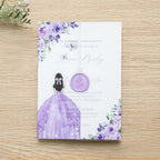PONATIA 50 PCS Vellum Jackets for 5x7 Invitations - Vellum Paper 5x7 Jackets - 135GSM Purple Girl Flowers Quinceanera Invitation Transparent Wraps (Purple Girl)