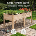 Best Choice Products 72x24x30in Raised Garden Bed, Elevated Wood Planter Box Stand for Backyard, Patio, Balcony w/Divider Panel, 6 Legs, 300lb Capacity - Natural