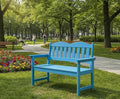 GarveeLife 2-Person Poly Lumber Garden Bench, Slatted Patio Loveseat, Weather-Resistant Outdoor Seating for Yard, Garden, Porch, Park or Backyard, Blue