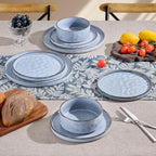 Herogo Dinnerware Sets for 6, 18 Pieces Ceramic Dishware for Kitchen Restaurant, Stoneware Plates and Bowls Sets, Dishwasher & Microwave Safe, Haze Blue