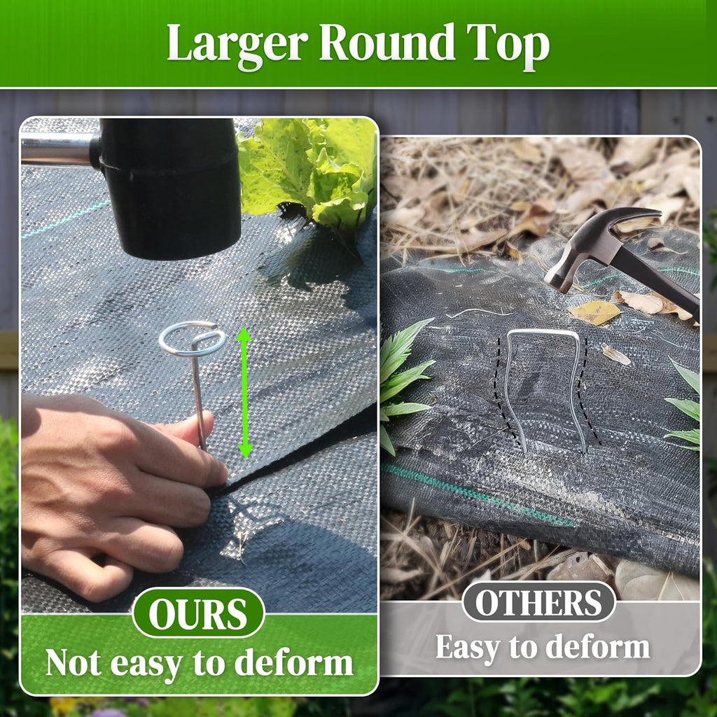 200 Pcs Circle Top Landscape Staples, 11 Gauge Landscape Fabric Pins, 6 Inch Garden Stake for Landscaping, Galvanized Landscape Fabric Stakes, Heavy Duty Ground Stakes for Lawn Weed Barrier