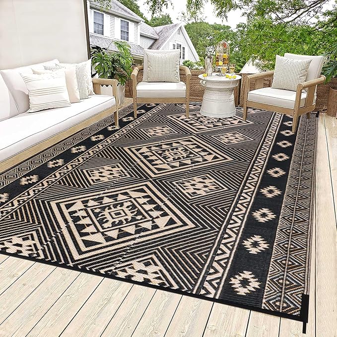 HiiARug Outdoor Rug 5'x7' Outdoor Plastic Straw Rug Waterproof Patio Mat Camping Rug Reversible RV Mat Outdoor Area Rugs for Outdoors, RV, Patio, Backyard, Deck, Camping